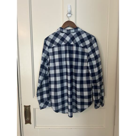 Vineyard Vines Plaid Flannel Button Front Blouse Womens Size 12 Blue Classic - Picture 3 of 8